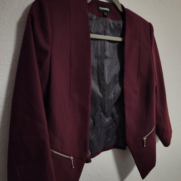 Express Women's Maroon Contemporary Blazer Jacket Small - Picture 4 of 12